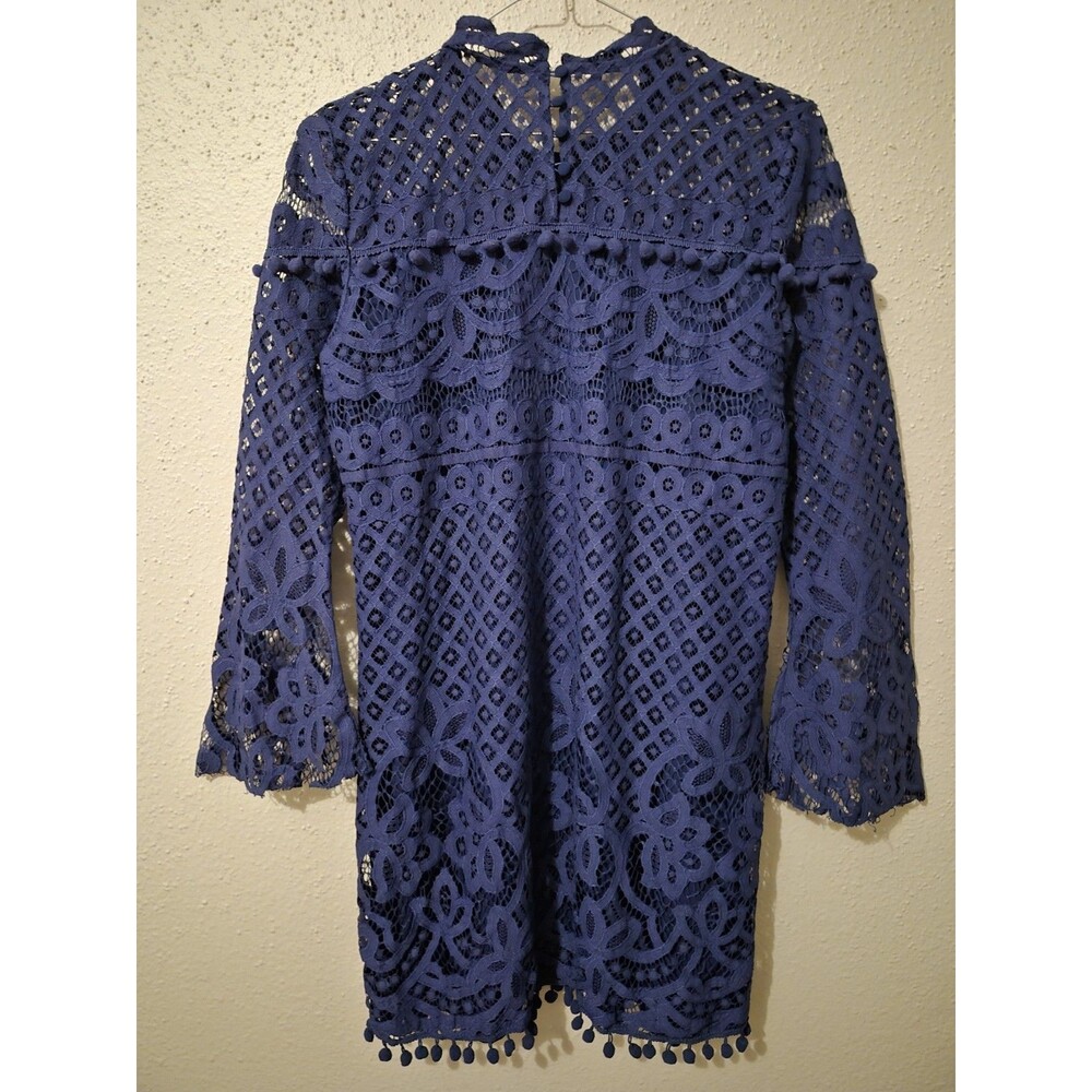Revolve Tularosa S Matilda Dress Navy Dress Bell Sleeve Tassels Dark Academia - Picture 2 of 6